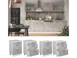 Küchenschränke<Vicco Küchenunterschrank R-Line /Weiß 60 cm mit Schubladen ohne Arbeitsplatte