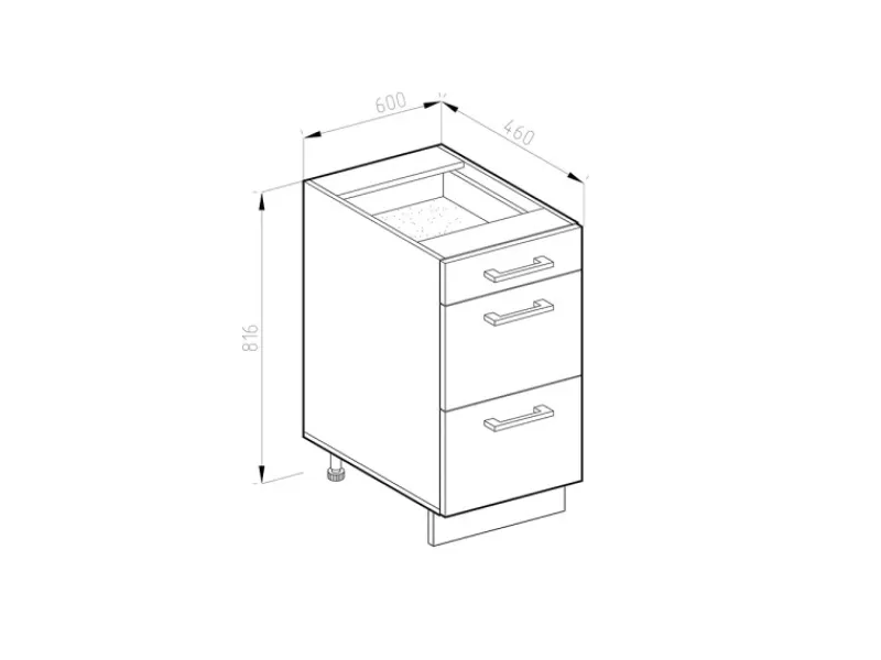 Küchenschränke<Vicco Küchenunterschrank R-Line /Weiß 60 cm mit Schubladen ohne Arbeitsplatte