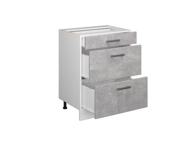 Küchenschränke<Vicco Küchenunterschrank R-Line /Weiß 60 cm mit Schubladen ohne Arbeitsplatte