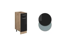 New Vicco Küchenunterschrank R-Line Schwarz Hochglanz/Goldkraft Eiche 30 cm AP Eiche Schwarz Glänzend