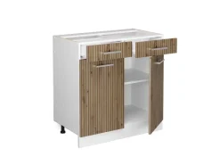 Single-Küchen<Vicco Küchenunterschrank R-Line Schubladenschrank für die Küche Artisan-Eiche/Weiß 80 cm AP Marmor