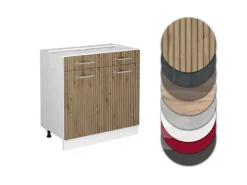 Single-Küchen<Vicco Küchenunterschrank R-Line Schubladenschrank für die Küche Artisan-Eiche/Weiß 80 cm AP Marmor