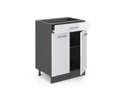 Pfannen<Vicco Küchenunterschrank R-Line Hochglanz 60 cm mit Schublade ohne Arbeitsplatte