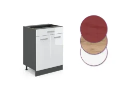 Pfannen<Vicco Küchenunterschrank R-Line Hochglanz 60 cm mit Schublade ohne Arbeitsplatte