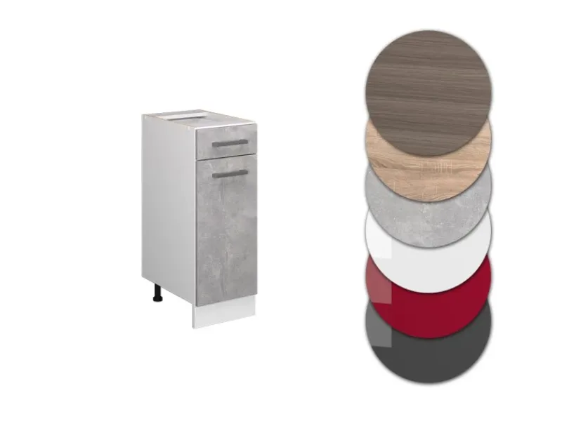 Discount Vicco Küchenunterschrank R-Line Schubladenschrank für die Küche /Weiß 30 cm ohne Arbeitsplatte Beton