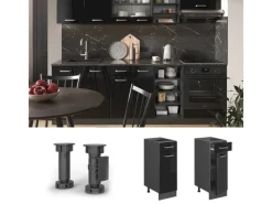 Einbauküchen<Vicco Küchenunterschrank R-Line Schwarz Hochglanz/Anthrazit 30 cm ohne Arbeitsplatte