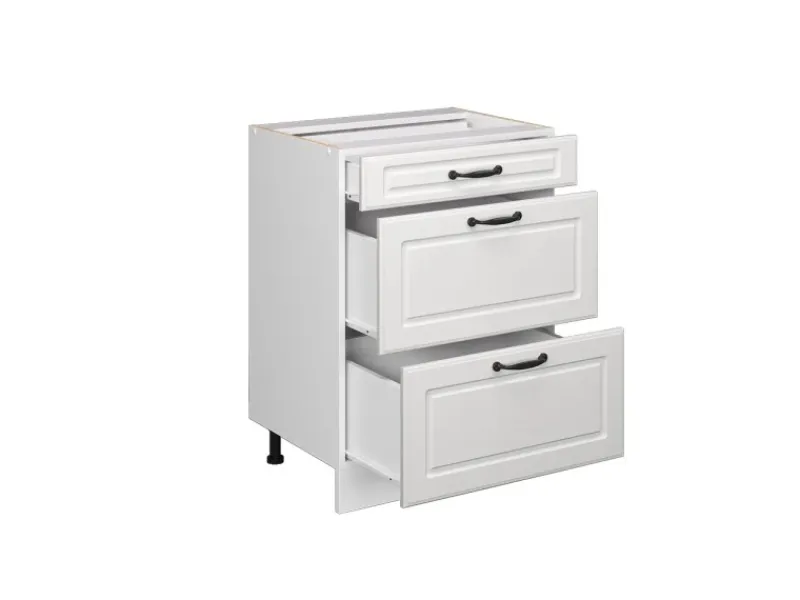 Vicco Küchenunterschrank R-Line Landhaus/ 60 cm mit Schubladen ohne Arbeitsplatte Weiß