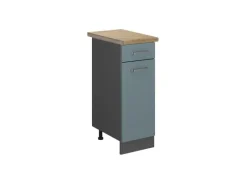 Clearance Vicco Küchenunterschrank R-Line Schubladenschrank für die Küche Blau-Grau/Anthrazit 30 cm AP Eiche Blaugrau