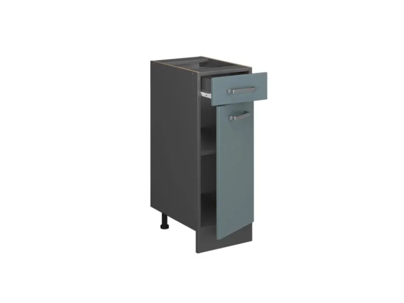 Clearance Vicco Küchenunterschrank R-Line Schubladenschrank für die Küche Blau-Grau/Anthrazit 30 cm AP Eiche Blaugrau