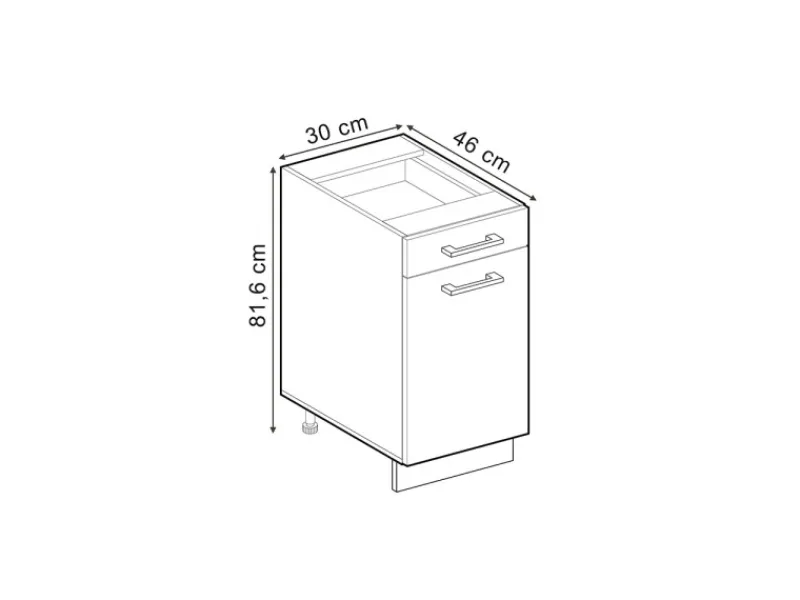 Einbauküchen<Vicco Küchenunterschrank R-Line Artisan-Eiche/Anthrazit 30 cm ohne Arbeitsplatte