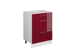 Vicco Küchenunterschrank R-Line Bordeaux Hochglanz/Weiß 60 cm mit Schubladen ohne Arbeitsplatte< Küchenschränke