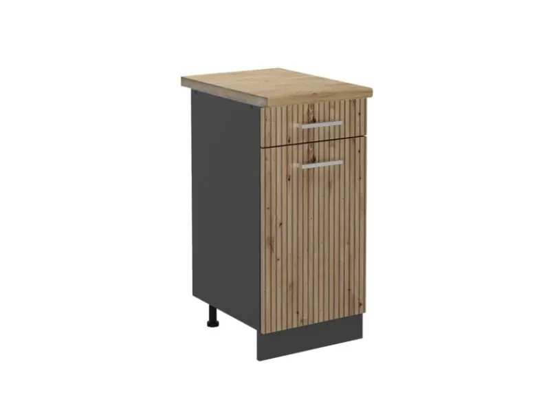 Vicco Küchenunterschrank R-Line Artisan-Eiche/Anthrazit 40 cm AP Eiche< Pfannen