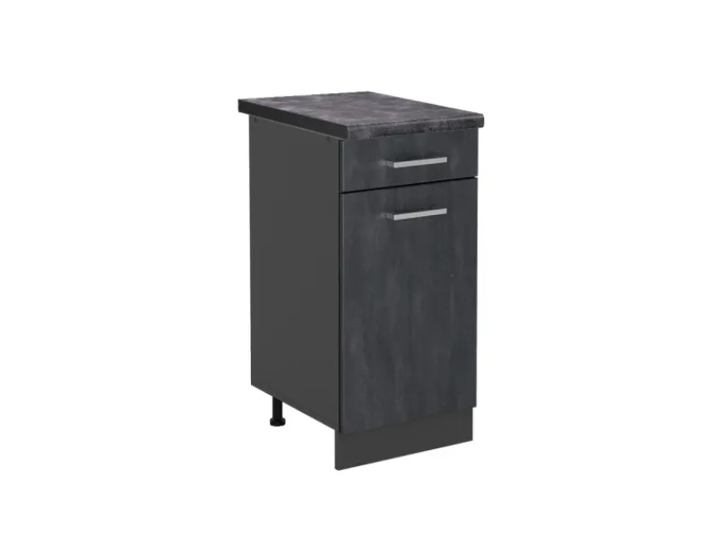 Vicco Küchenunterschrank R-Line Schwarz Beton/Anthrazit 40 cm AP Anthrazit< Pfannen