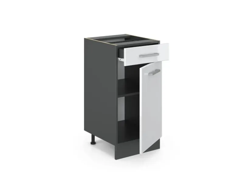 Vicco Küchenunterschrank R-Line Hochglanz/Anthrazit 40 cm AP Eiche< Pfannen
