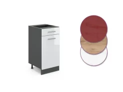 Vicco Küchenunterschrank R-Line Hochglanz/Anthrazit 40 cm AP Eiche< Pfannen