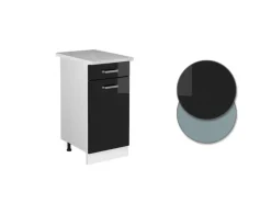 Hot Vicco Küchenunterschrank R-Line Schwarz Hochglanz/Weiß 40 cm AP Marmor Schwarz Glänzend