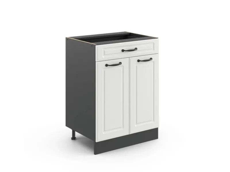 Clearance Vicco Küchenunterschrank R-Line Landhaus/Anthrazit 60 cm mit Schublade ohne Arbeitsplatte Weiß