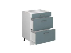 Discount Vicco Küchenunterschrank R-Line Blau-Grau/Weiß 60 cm mit Schubladen ohne Arbeitsplatte Blaugrau