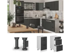 Einbauküchen|Küchenschränke<Vicco Küchenunterschrank R-Line Anthrazit Landhaus/Weiß 40 cm mit Schubladen ohne Arbeitsplatte