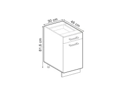 Vicco Küchenunterschrank R-Line Schwarz Hochglanz/Weiß 30 cm ohne Arbeitsplatte< Küchenschränke
