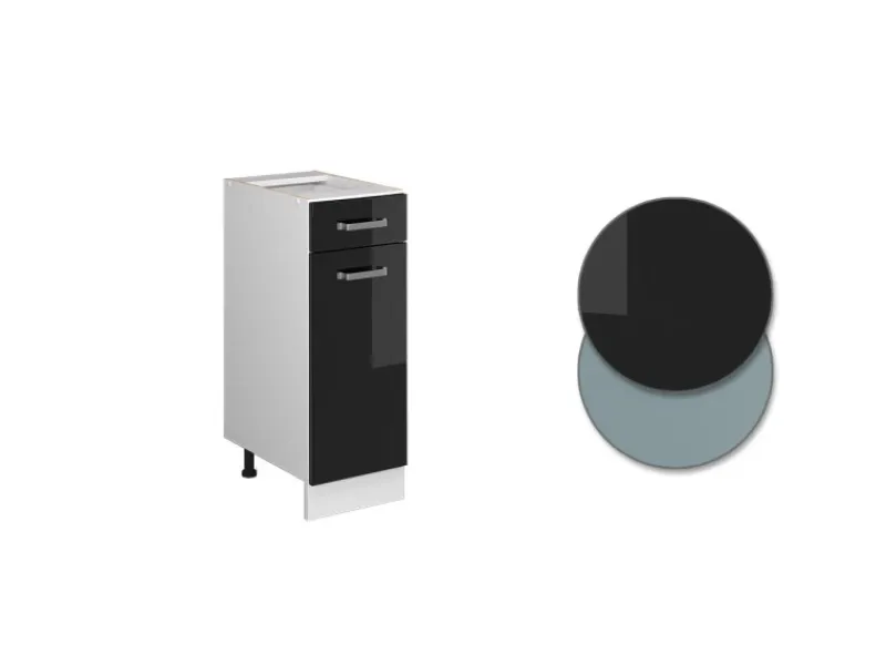 Vicco Küchenunterschrank R-Line Schwarz Hochglanz/Weiß 30 cm ohne Arbeitsplatte< Küchenschränke