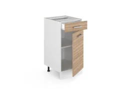 Vicco Küchenunterschrank R-Line Schubladenschrank für die Küche Sonoma/Weiß 40 cm AP Anthrazit< Pfannen