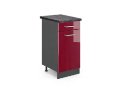 Pfannen<Vicco Küchenunterschrank R-Line Bordeaux Hochglanz/Anthrazit 40 cm AP Anthrazit