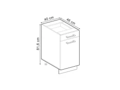 Vicco Küchenunterschrank R-Line Blau-Grau/Goldkraft Eiche 40 cm AP Anthrazit< Pfannen