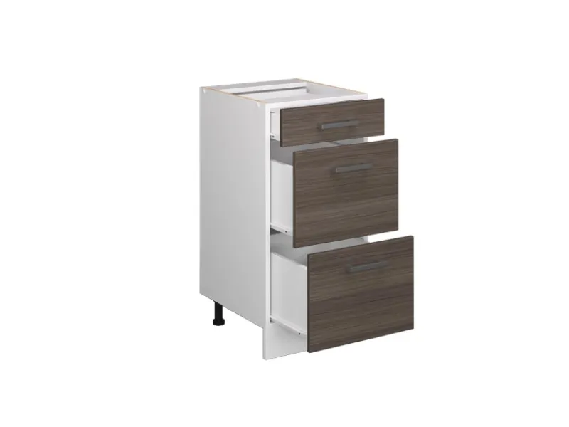 Küchenschränke<Vicco Küchenunterschrank R-Line Grau/Weiß 40 cm mit Schubladen AP Eiche