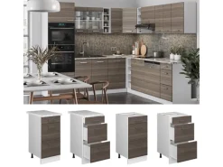 Vicco Küchenunterschrank R-Line Grau/Weiß 40 cm mit Schubladen AP Anthrazit< Küchenschränke