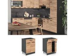 Sale Vicco Küchenunterschrank R-Line Goldkraft 60 cm mit Schublade ohne Arbeitsplatte Eiche