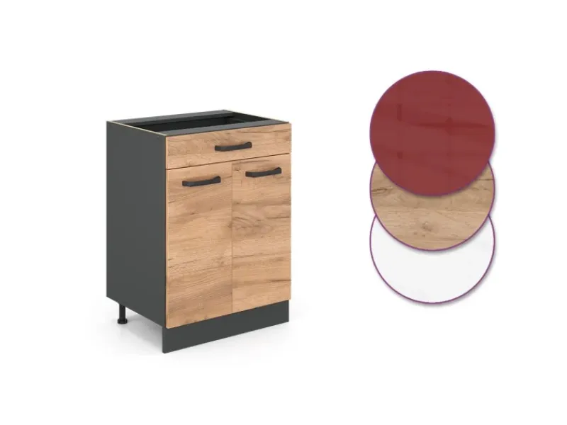Sale Vicco Küchenunterschrank R-Line Goldkraft 60 cm mit Schublade ohne Arbeitsplatte Eiche