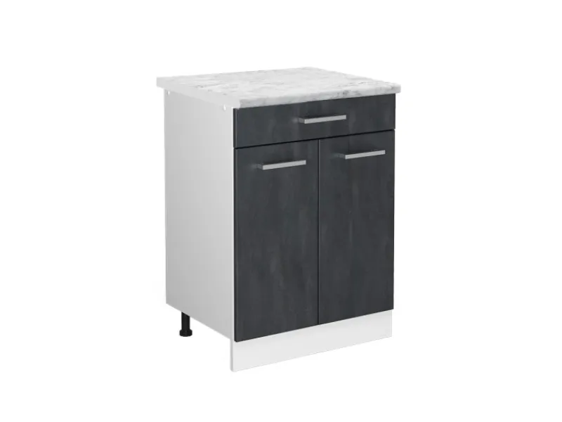 Online Vicco Küchenunterschrank R-Line Schubladenschrank für die Küche Schwarz Beton 60 cm AP Marmor mit Weiß Korpus