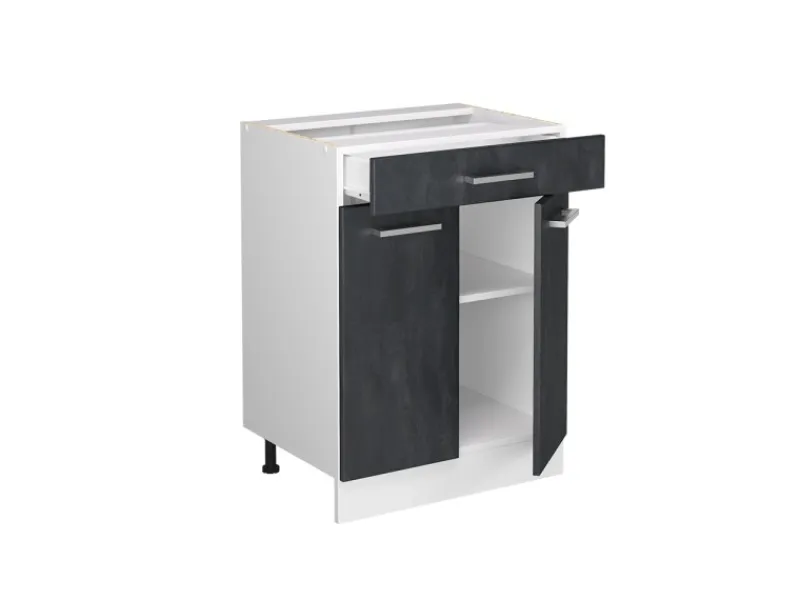 Online Vicco Küchenunterschrank R-Line Schubladenschrank für die Küche Schwarz Beton 60 cm AP Marmor mit Weiß Korpus