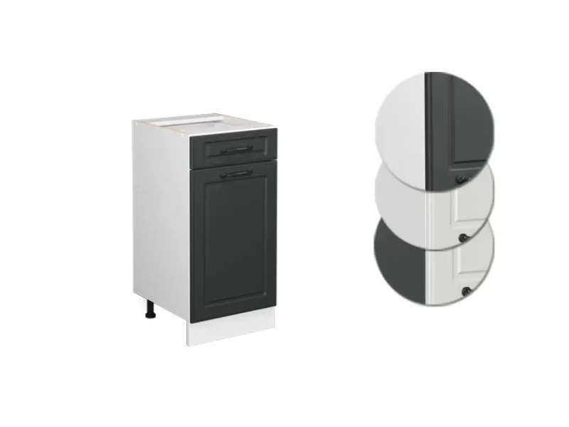 Outlet Vicco Küchenunterschrank R-Line Anthrazit Landhaus/Weiß 40 cm ohne Arbeitsplatte Anthrazitgrau