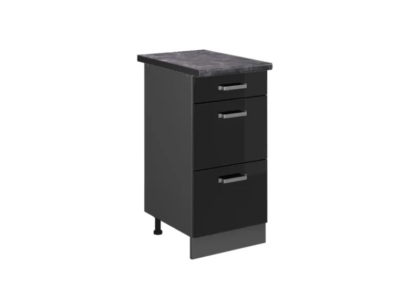 Hot Vicco Küchenunterschrank R-Line Schwarz Hochglanz/Anthrazit 40 cm mit Schubladen AP Anthrazit Schwarz Glänzend