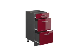 Vicco Küchenunterschrank R-Line Bordeaux Hochglanz/Anthrazit 40 cm mit Schubladen AP Anthrazit Bordeaux-Glanz