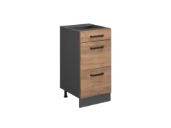 Outlet Vicco Küchenunterschrank R-Line Goldkraft /Anthrazit 40 cm mit Schubladen ohne Arbeitsplatte Eiche