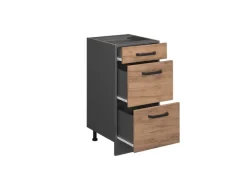 Outlet Vicco Küchenunterschrank R-Line Goldkraft /Anthrazit 40 cm mit Schubladen ohne Arbeitsplatte Eiche