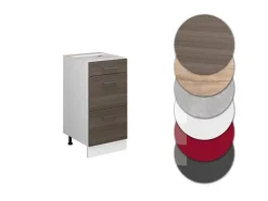 Küchenschränke<Vicco Küchenunterschrank R-Line Grau/Weiß 40 cm mit Schubladen ohne Arbeitsplatte