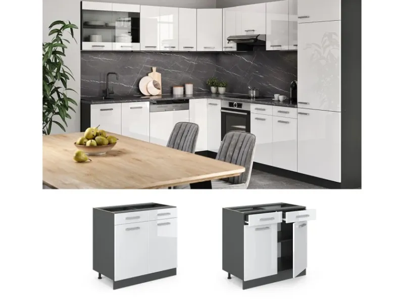 Vicco Küchenunterschrank R-Line Hochglanz 80 cm ohne Arbeitsplatte< Küchenschränke