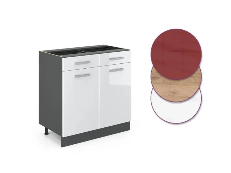 Vicco Küchenunterschrank R-Line Hochglanz 80 cm ohne Arbeitsplatte< Küchenschränke