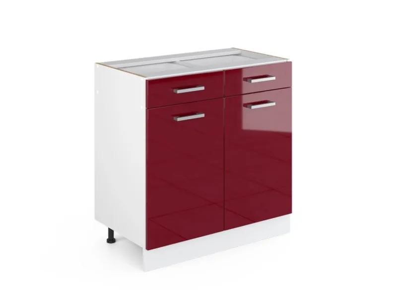 Online Vicco Küchenunterschrank R-Line Bordeaux Hochglanz/Weiß 80 cm ohne Arbeitsplatte Bordeaux-Glanz