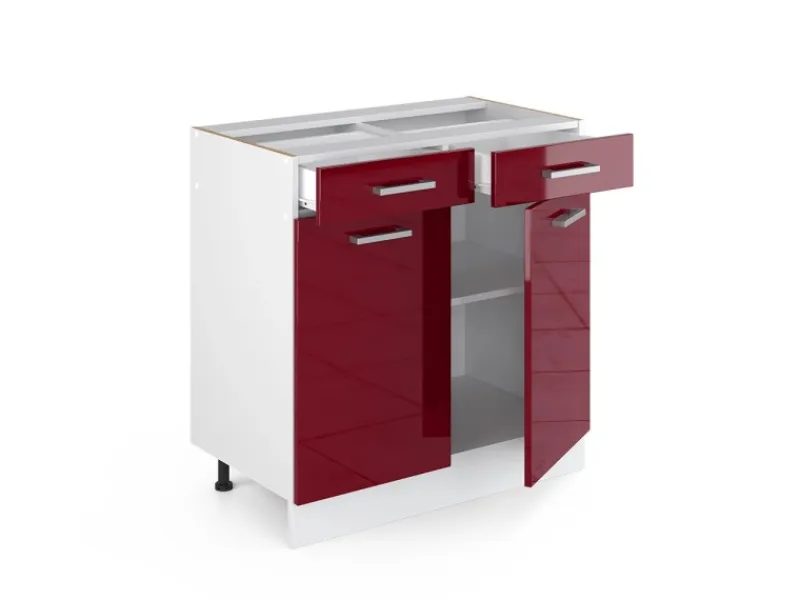 Online Vicco Küchenunterschrank R-Line Bordeaux Hochglanz/Weiß 80 cm ohne Arbeitsplatte Bordeaux-Glanz