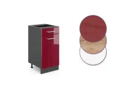 Discount Vicco Küchenunterschrank R-Line Bordeaux Hochglanz/Anthrazit 40 cm AP Eiche Bordeaux-Glanz