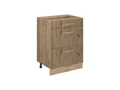 Küchenschränke<Vicco Küchenunterschrank R-Line Artisan-Eiche/Goldkraft Eiche 60 cm mit Schubladen ohne Arbeitsplatte