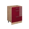 Pantryküchen<Vicco Küchenunterschrank R-Line Bordeaux Hochglanz/Goldkraft Eiche 60 cm mit Schubladen ohne Arbeitsplatte