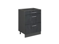 Küchenschränke<Vicco Küchenunterschrank R-Line Schwarz Beton 60 cm ohne Arbeitsplatte mit Anthrazit Korpus