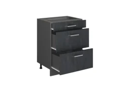 Küchenschränke<Vicco Küchenunterschrank R-Line Schwarz Beton 60 cm ohne Arbeitsplatte mit Anthrazit Korpus