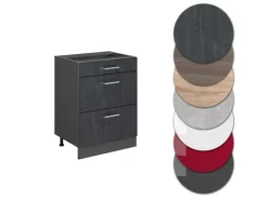 Küchenschränke<Vicco Küchenunterschrank R-Line Schwarz Beton 60 cm ohne Arbeitsplatte mit Anthrazit Korpus